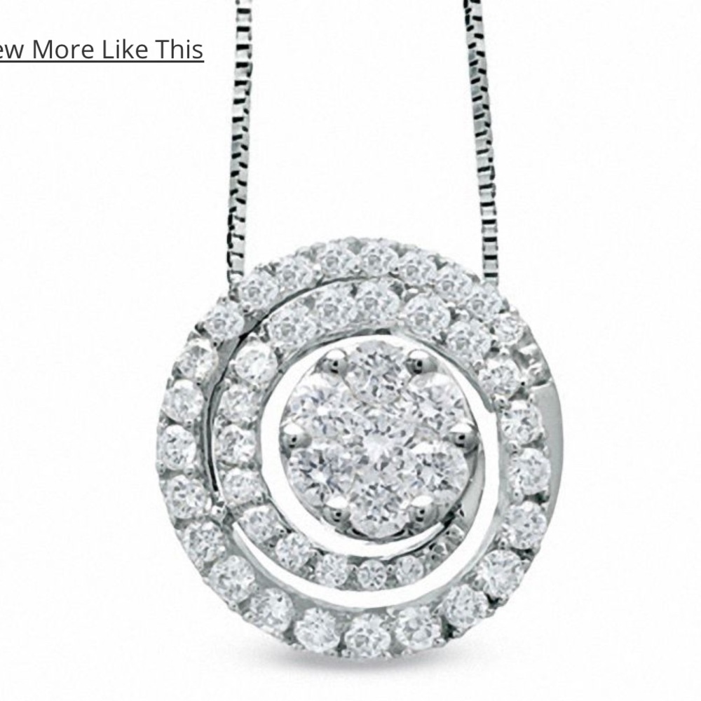 Zales 3/4 CT. T.W. Multi-Diamond Swirl Flower Pendant in 14K White Gold